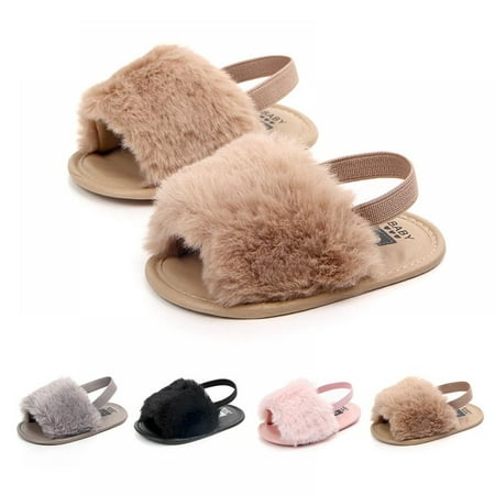 

Cute Newborn Baby Girl Plush Soft Sole Crib Shoes Faux Fur Slippers First Walkers Toddler Shoes Anti-Slip