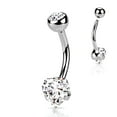 thumbnail image 4 of DESIGNICE Heart Surgical Steel Prong Belly Button Ring Navel Naval Set Clear, 4 of 7