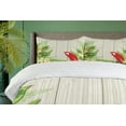 thumbnail image 4 of Ambesonne Tropic Duvet Cover Sets, Flowers Parrot, 2-Queen, Cream Green Red, 4 of 7
