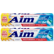 Aim Multi-Benefit Cavity Protection Gel Toothpaste, Ultra Mint 5.50 oz (Pack of 2)