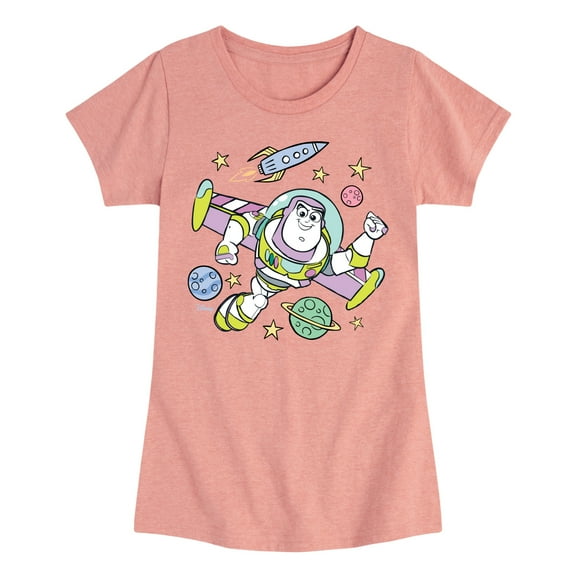 Disney - Buzz Space Collage - Toddler & Youth Girls Short Sleeve Graphic T-Shirt