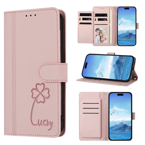 Case for Samsung Galaxy S26 Ultra Shockproof PU Leather Case with 9 Card Slots Kickstand Magnetic Flip Wallet Protective Phone Cover, Pink
