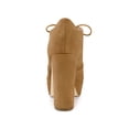 thumbnail image 2 of BLISSFUL STEP Women's Platform Block Heel Lace Up Booties Brown 6, 2 of 7