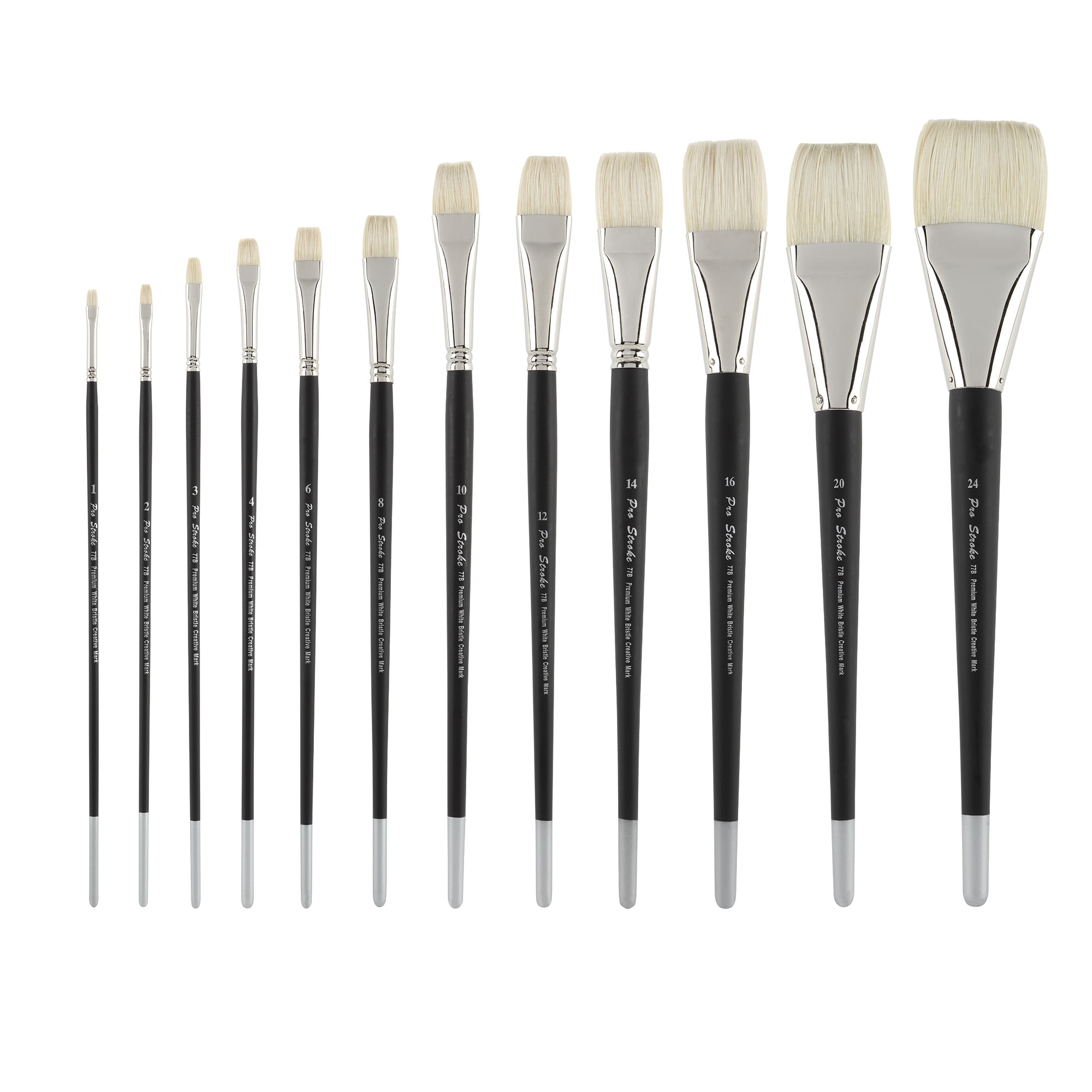 Creative Mark Bulk Paint Brushes- 180 Count Oil Brushes for Painting Workshops- Assorted Pro Stroke Premium White Chungking Bristle- Round, Bright, Flat and Filbert- Hand Tied Chungking Hog Bristle