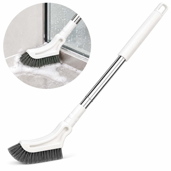 Crevice Cleaning Brush - Extendable Long Handle Floor Scrub Brush with Stainless Steel Detachable for Bathroom, Detachable Bathroom Cleaning Brush