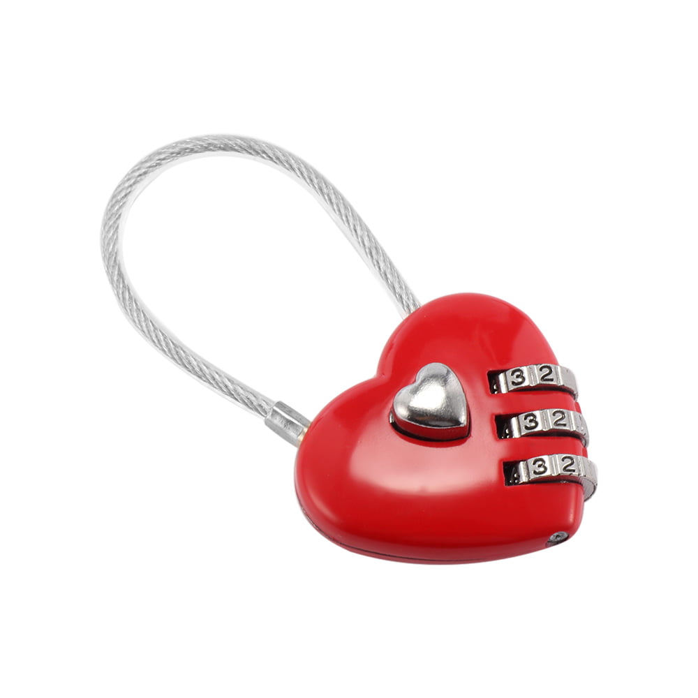 Heart Password Lock Wires Ropes Resettable Combination Travel Digital Padlockd 