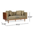 thumbnail image 3 of Noble House Beeson Fabric Tufted Loveseat with Accent Pillows, Dark Beige and Dark Walnut, 3 of 8