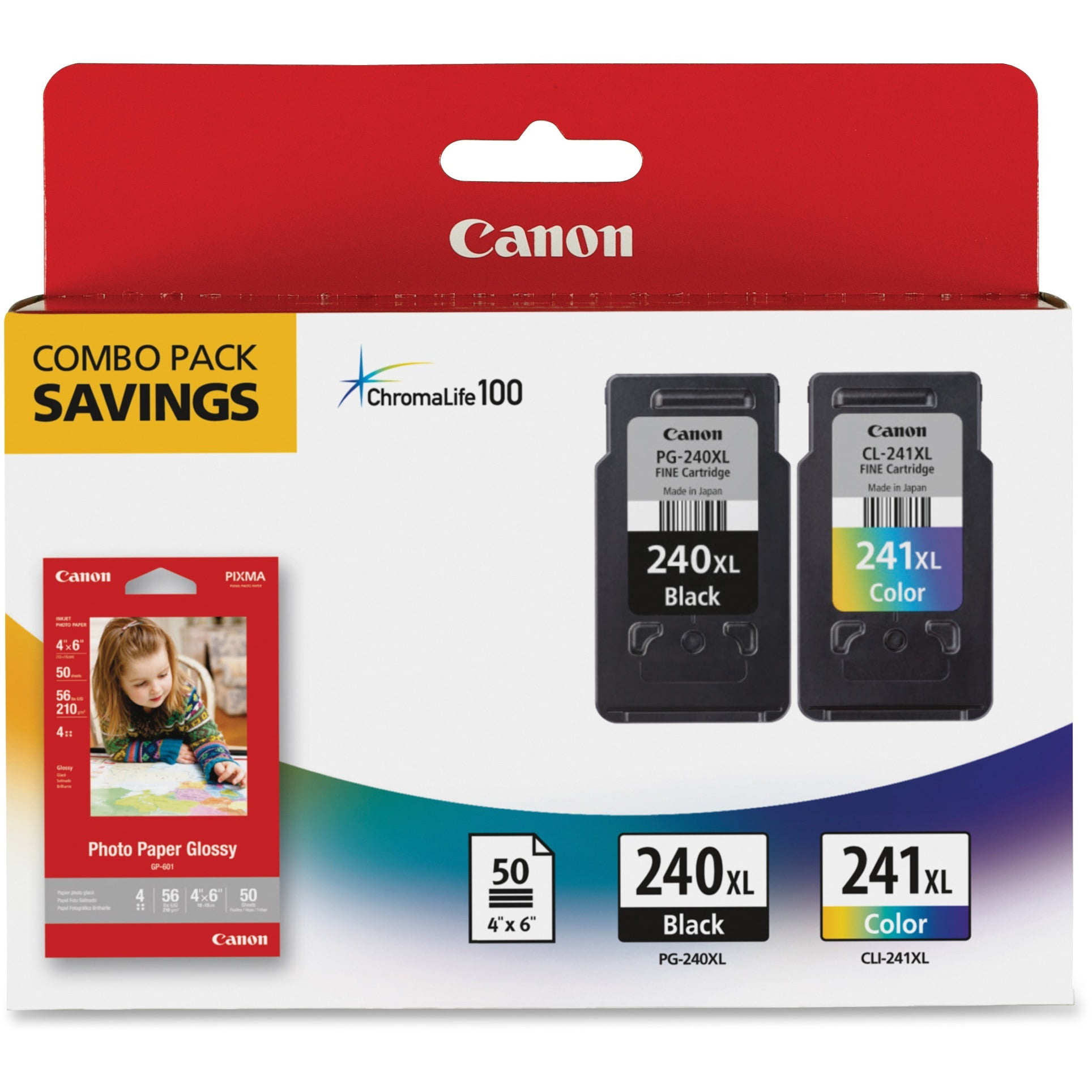 Canon PG-240XL/CL-241XL/GP-502 High Yield Ink Cartridges + Photo Paper  Combo Pack, 2-Pack (240XCL241XL)