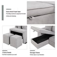 thumbnail image 4 of 104.5Inch Modular Sectional Sofa, Convertible Pull Out Sleeper Sofa with 2 Stools and Storage Chaise, 3 Seats L-shaped Comfy Couch for Living Room and Office, Gray, 4 of 9