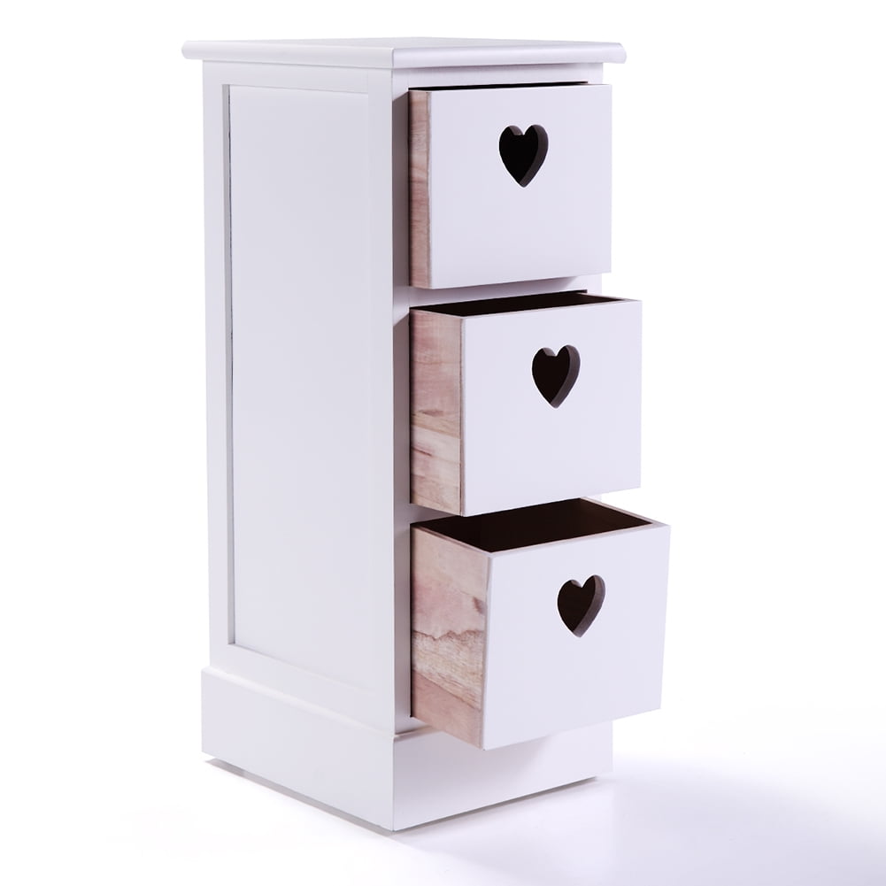 Kepooman 3 Drawer Bedside Furniture for Hallway, Modern Design Bedside End Table for Home Office, White Side Table for Small Spaces