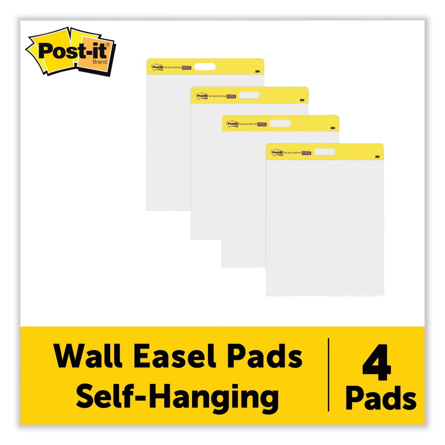 Self-Stick Wall Pad, Unruled, 20 x 23, White, 20 Sheets/Pad, 2 Pads/Pack, 2 Packs/Carton | Bundle of 2 Cartons