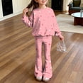 thumbnail image 2 of Grblisyd Outfits for Girls Casual Long Sleeve Cute Cartoon Print Sweatershirt and Flared Pants 2 Pieces Fall Winter Set Size 7-8 Years, 2 of 7