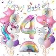 thumbnail image 1 of Set de decoración de fiesta con forma de unicornio para niña que cumple 4 años con globos, 1 of 2