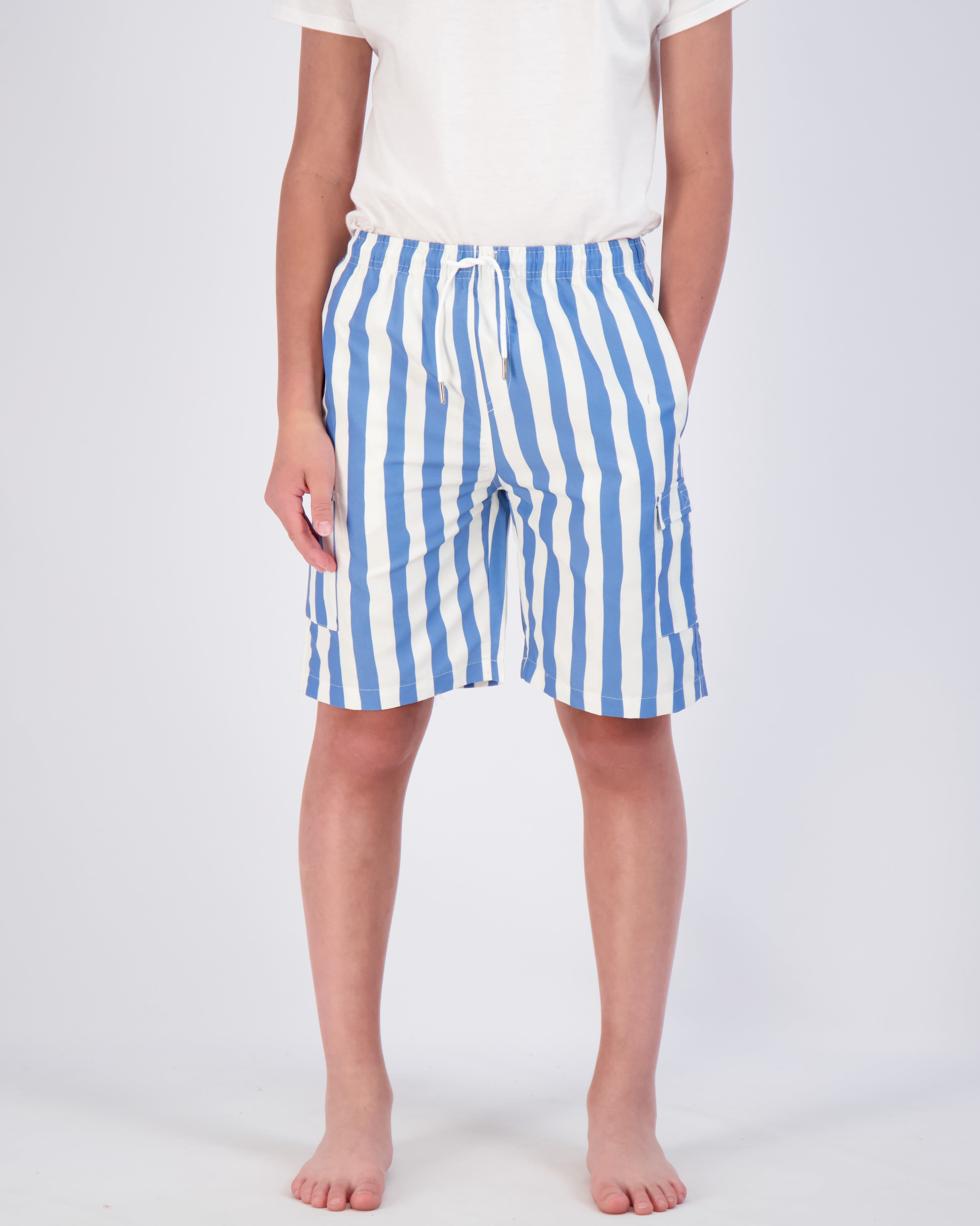 Real Essentials 3 Pack: Boy's Swim Trunks with Cargo Pockets & Mesh Lining - UPF 50+