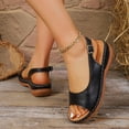 thumbnail image 6 of HomeDM Womens Wedge Sandals Open Toe Slingback Summer Beach Walking Vacations Slide Sandals, Black Size 5.5, 6 of 9