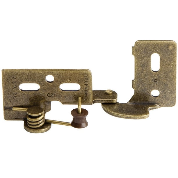 Snap Closing Semi-Concealed Hinges - Antique brass (pair) -1/4 overlay