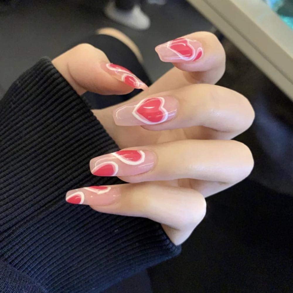 24Pcs Fashion Glossy Full Cover Coffin Pattern Acrylic Fake Nails Tips  Party Night Club Clip Press on Acrylic False Nails Kits with Design for  Women and Girls (Rose Pink) - Walmart.com