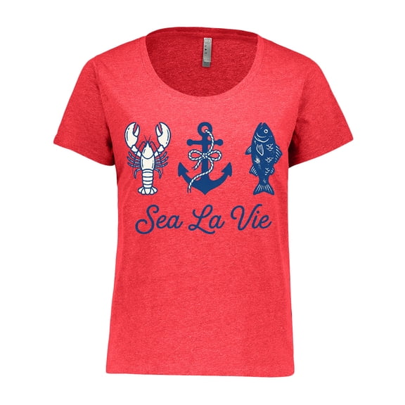 Inktastic Sea La Vie Nautical Anchor Fish Blue Women's Plus Size T-Shirt