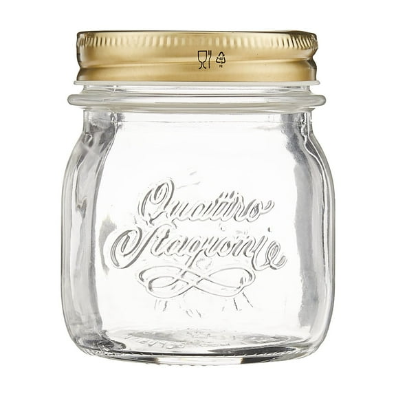Bormioli Rocco Quattro Stagioni Clear Airtight Mason Jar, 8.5 Oz. Made from Food Safe Durable Glass, Made in Italy.