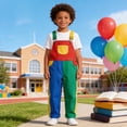 thumbnail image 2 of JAJAHO Toddler And Kids Overalls Pants Boys Girls Adjustable Straps Color Block Loose Fit Jumpsuits With Pockets 1-8Y, 2 of 5