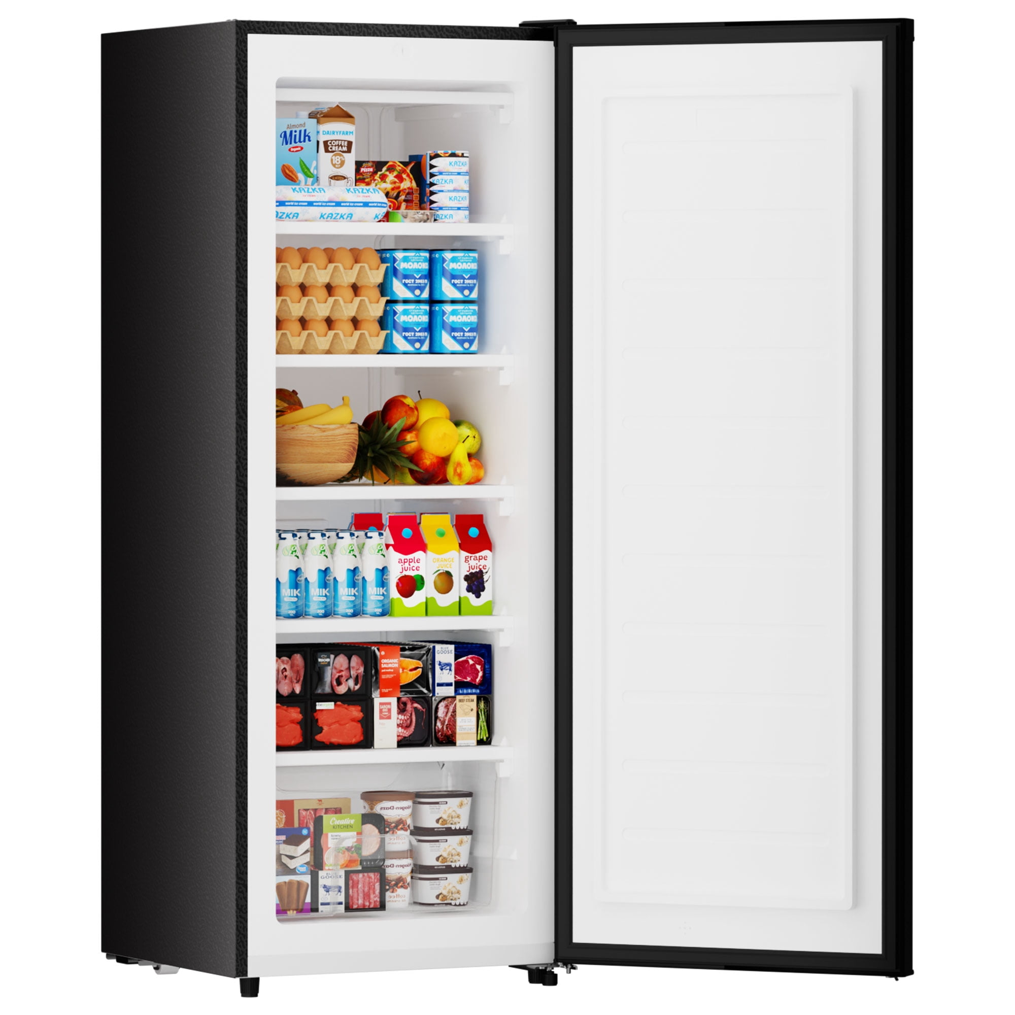 BANGSON 6.5 Cu.ft Upright Freezer, Adjustable Thermostat and Removable Shelves, Reversible Door for Home, Kitchen, Garage, Apartment, Dorm, Silver