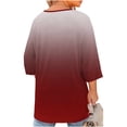 thumbnail image 7 of Xdegoge Tunic Tops for Women Notch V Neck Three Quarter Sleeve Casual Workwear Loose Fit Gradient Ombre Print Lightweight Flowy Spring Tops Everyday Fashion Basic Tees, 7 of 7