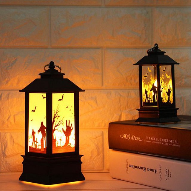 Lámpara Colgante De Halloween, Calabaza Bruja Fantasma LED Luz Linterna Decoración Baoblaze Halloween LED Pumpkin Light
