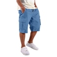 thumbnail image 2 of DORKASM Men's Cargo Shorts Knee Length Cotton Twill Trendy Hiking Shorts Elastic Waist Casual Drawstring 2026 Shorts Stretch Beach Vocation Bermuda Shorts with Pockets Sky Blue XL, 2 of 9