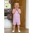 thumbnail image 6 of BemeyourBBs Infant Baby Girls First Birthday Outfit Summer 1 Years Old Birthday Clothes Cute Letters Embroidery Short Sleeve T Shirt Tops with Pockets Shorts 2Pcs Clothing Set, 6 of 9