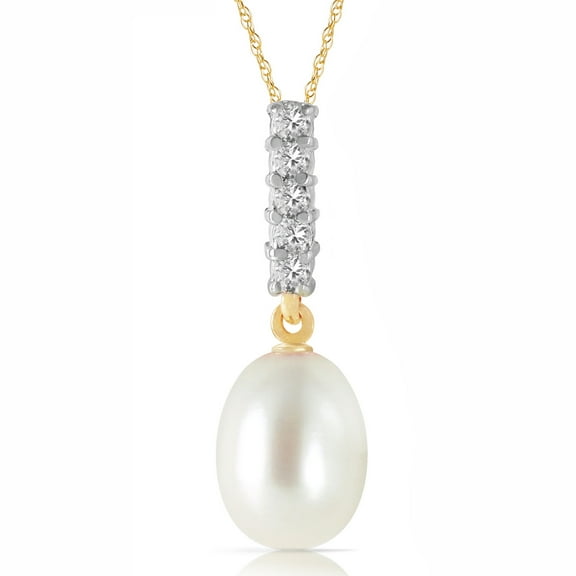 Galaxy Gold 14K Yellow Gold Natural Diamonds and Pearl Pendant Necklace - June Birthstone - Balance & Intuition - 16" to 24" - Fine Jewelry for Women