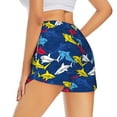thumbnail image 3 of Goofa Cartoon Shark Printed Women 2 in 1 Running Shorts,Quick Dry Athletic Workout Shorts,High Waisted Athletic Shorts with Liner Pockets-, 3 of 9