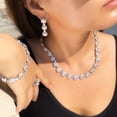 thumbnail image 5 of Silver Plated CZ Square Necklace Earring Bracelet Women Luxury Party Jewelry Set, 5 of 9