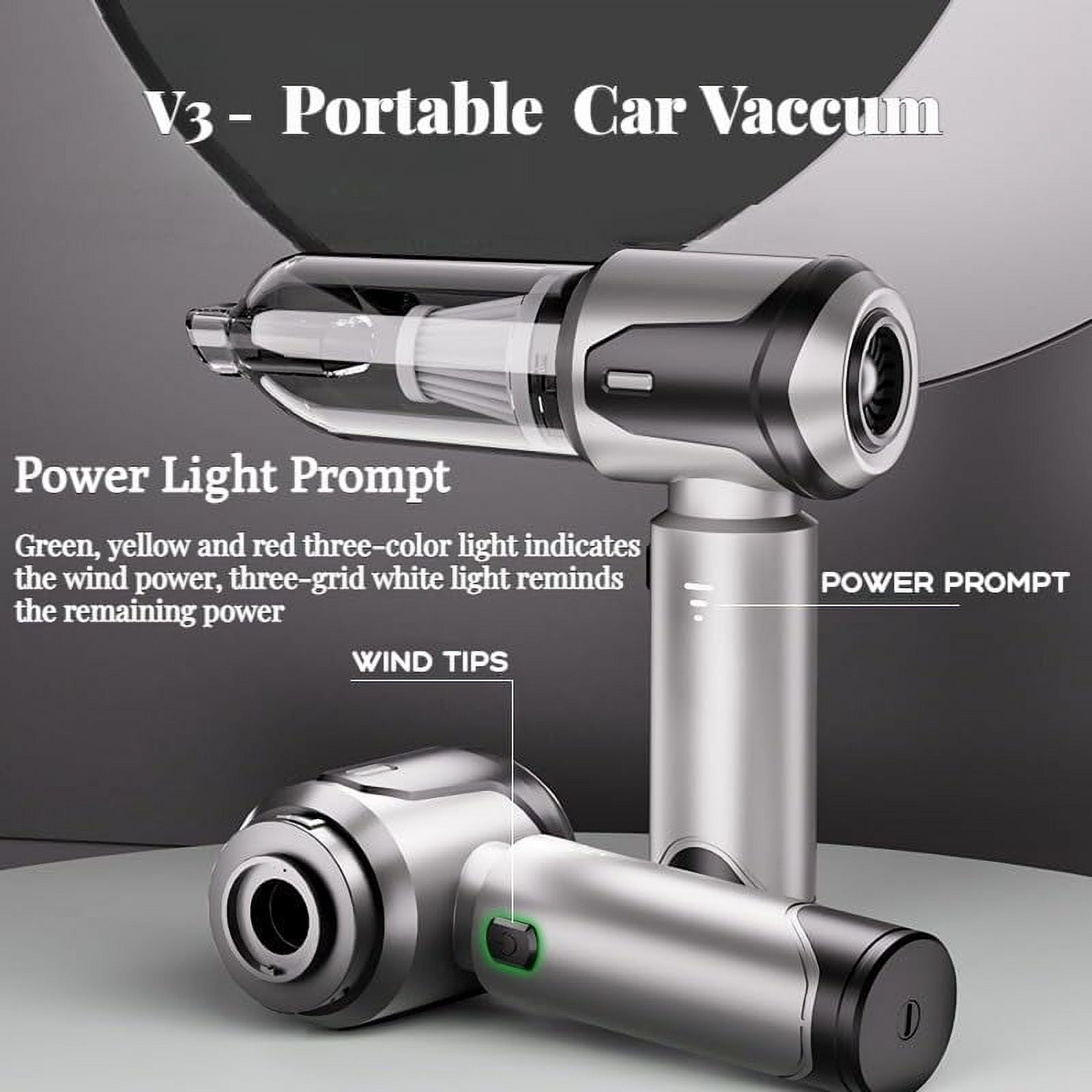 Car Vacuum, Rechargeable Cordless Vacuum for Car, Wireless Handheld Car Vacuum Cleaner Strong Suction (V3)