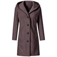 thumbnail image 6 of SHENGXINY Women's Button Up Pea Coat Hooded Button Down Mid Length Trench Coat Winter Fall Warm Woolen Blend Top Clothes Purple XL, 6 of 6