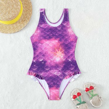 Teen Girls Swimwear 1 Piece Cartoon Sleeveless Athletic Bathing Suits 13-14 Years