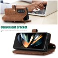thumbnail image 4 of Dteck for Samsung Galaxy Z Fold3 Crossbody Wallet Case with Card Holder Zipper Pocket Lanyard Shoulder Strap, PU Leather Shockproof Protective Flip Cover for Galaxy Z Fold3 5G,Brown, 4 of 9