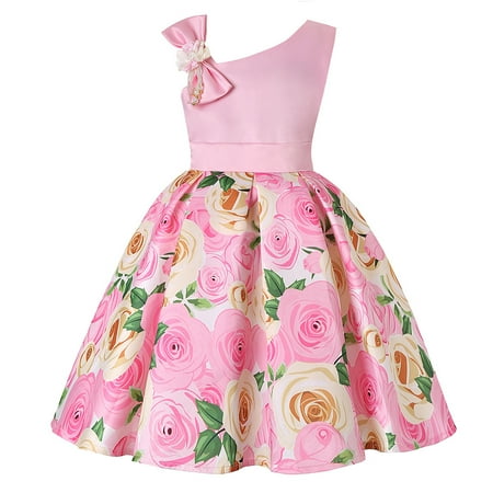 

DNDKILG Baby Toddler Girls Floral Dress Ruffle V Neck Dresses Summer Sleeveless Sundress Pink 2Y-9Y 100