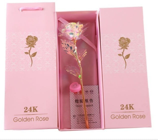 24K Simulation Eternity Gold Foil Rose Gift Box Romantic Valentines Day Gifts 