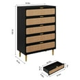 thumbnail image 3 of M optimized 5 Drawer Dresser for Bedroom, Rattan Chest of Drawers, Large Modern Dresser for Closet with Wide Top, Wooden Dresser for Living Room, Hallway, Kids Room, 3 of 7