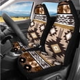 thumbnail image 2 of Yuyamidu Aztec Ethnic Car Seat Covers Full Set of 14 Geometric Steering Wheel Cover Auto Seat Belt Cover Coaster Armrest Cover Headrest Covers Keychain Auto Accessories, Brown, 2 of 6