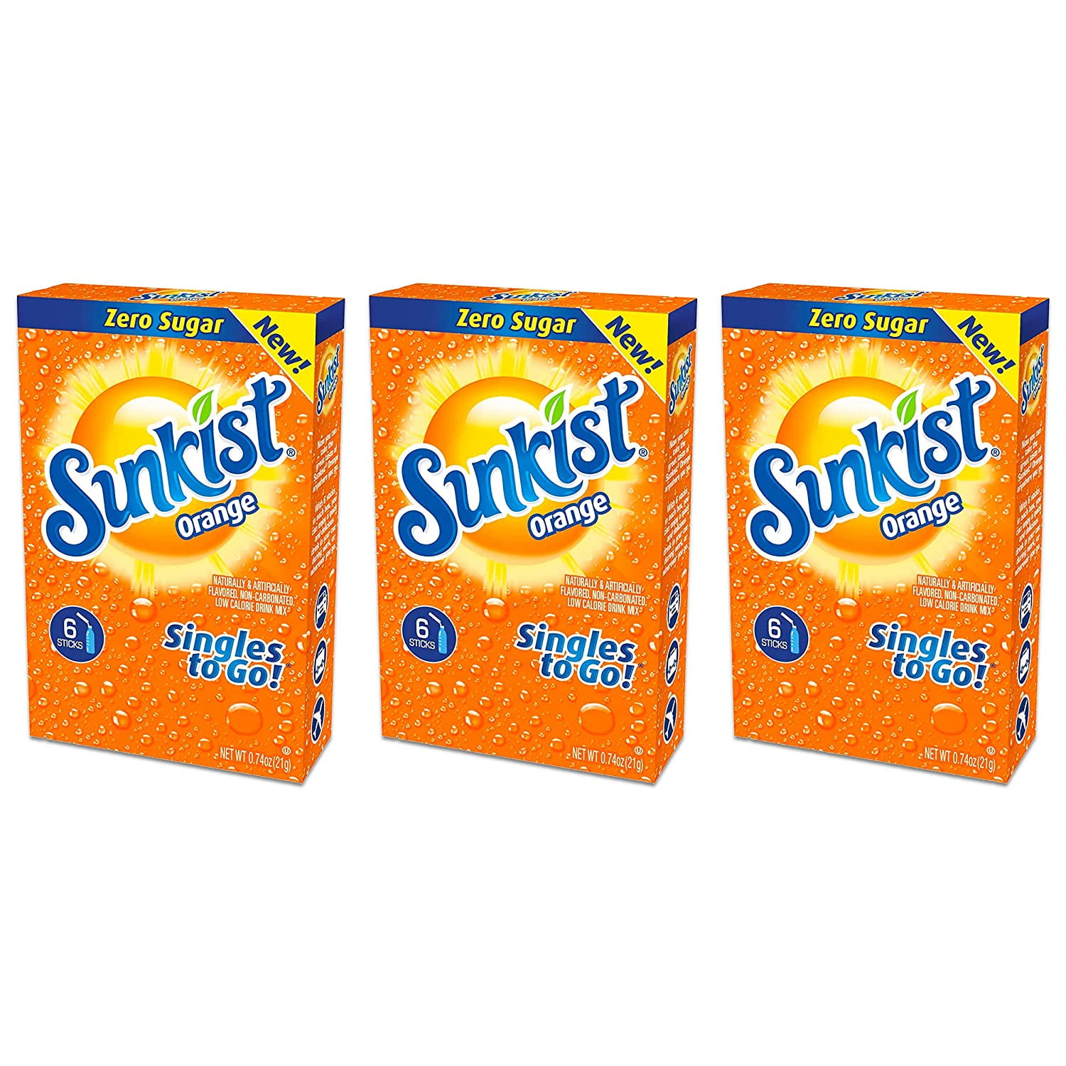 CGT Sunkist Soda Orange Singles to Go Zero Sugar Naturally Artificially