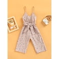 thumbnail image 2 of Bagilaanoe Little Kids Summer Jumpsuit Toddler Baby Girl Flower V-Neck Sleeveless Wide Leg Pants 1T 2T 3T 4T 5T Suspender Trousers, 2 of 9