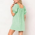 thumbnail image 6 of Arlun Womens Plaid Summer Mini Dresses Loose Comfort Fit Bow Square Neck Puff Sleeve Short Dress Trendy Lightweight Breathable Going out Dresses Streetwear Green XL, 6 of 7