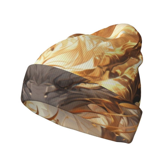 Hirioo Golden Horned White Dragon for Men's Knit Cuffed Beanie for Outdoor Activities Unisex