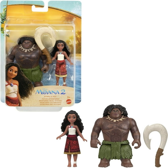 Jouets du film «Moana&nbsp;2» de ​Disney et Mattel, Aventures Océaniques de Moana et Maui, coffret de petites poupées et crochet Âges 3+