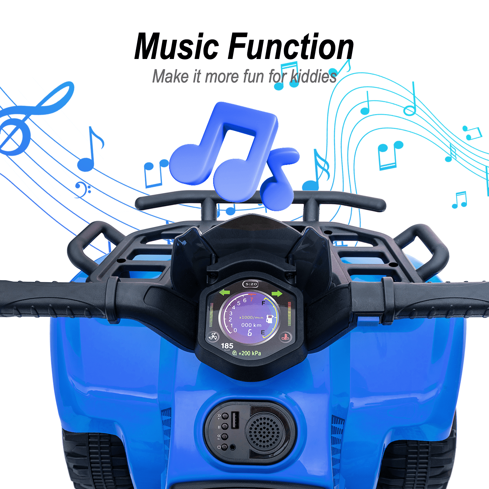Hikiddo 6V Ride-on Toy for Toddlers, Kids ATV 4 Wheeler for 1-3 Boys & Girls with Music - Blue