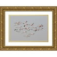 thumbnail image 1 of Rublina, Natalia 14x11 Gold Ornate Wood Framed with Double Matting Museum Art Print Titled - Greater Flamingos in flight, 1 of 4
