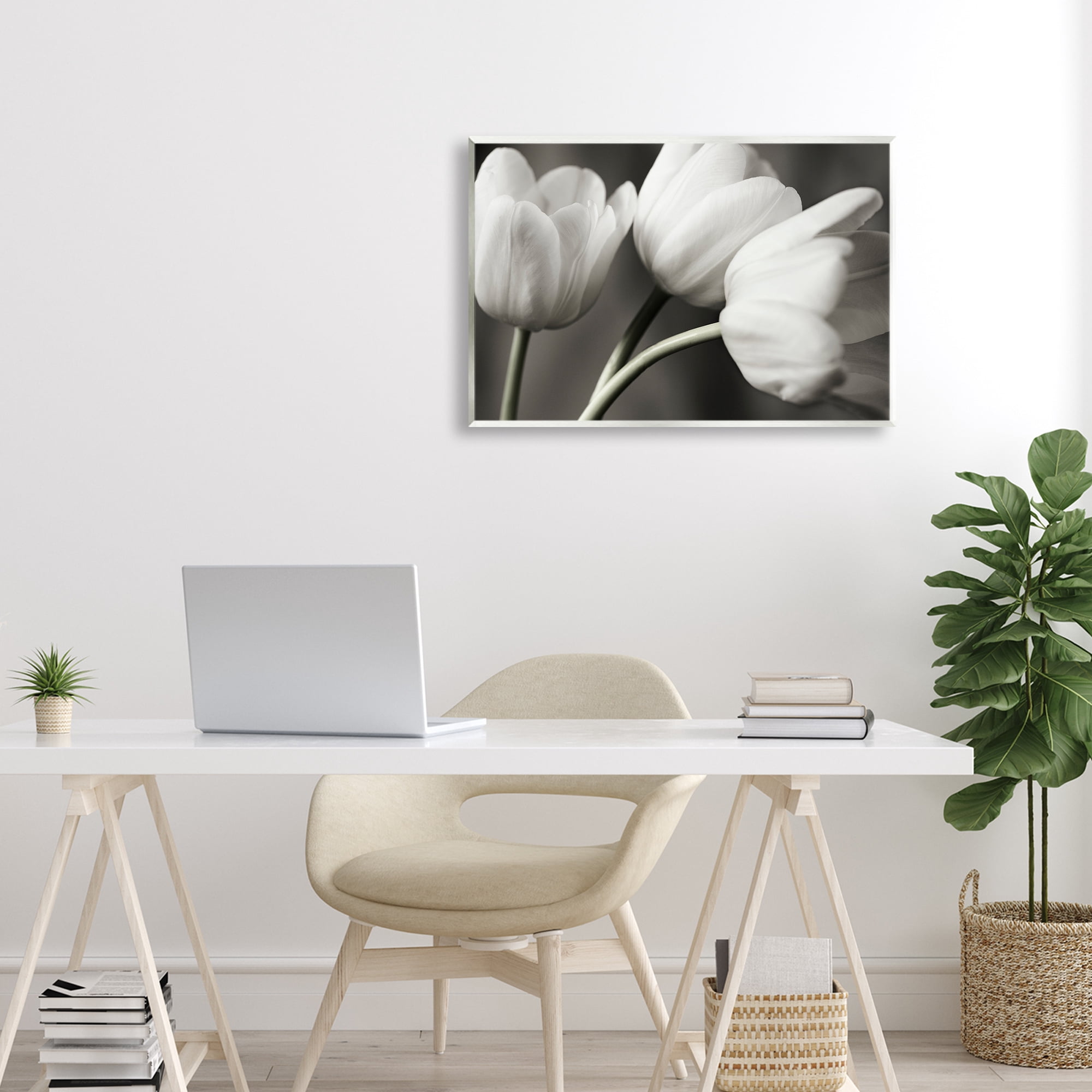 Stupell Industries Row Of Monochrome Tulips Wall Plaque Art, design by Tom Quartermaine