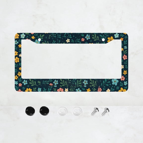 Beautiful Flowers License Plate Prame Aluminum Rust-Proof Auto Parts License Plate Decorative Screws Fit Standard 2 Holes 1 U.S. License Plate, 12.2x 6.3 Inch
