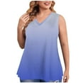 thumbnail image 2 of USSUMA Tops for Women Trendy Womens Tank Tops Sleeveless V Neck Loose Plus Size Tops for Women Printed Gradient Leisure Blouse Lightweight Tops Outdoor Blue Online Shopping Tank Top for Women L, 2 of 6